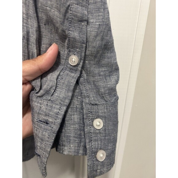 Rafaella Women’s Plus Size 2X 100% Linen Long Sleeve Button Down Blouse Gray - Picture 4 of 5